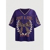 image:imageRoseSeek Girls Leopard Bows Graphic Tees Oversized Football Jersey Mesh Color Block Short Sleeve T ShirtViolet Purple