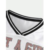 image:imageRoseSeek Girls Leopard Bows Graphic Tees Oversized Football Jersey Mesh Color Block Short Sleeve T ShirtWhite