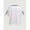 image:imageRoseSeek Girls Leopard Bows Graphic Tees Oversized Football Jersey Mesh Color Block Short Sleeve T ShirtWhite