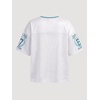 image:imageRoseSeek Girls Leopard Bows Graphic Tees Oversized Football Jersey Mesh Color Block Short Sleeve T ShirtWhite and Blue