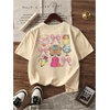 image:imageRoseSeek Girls Letter Animal Graphic Tees Short Sleeve Crewneck T Shirts Oversized Vacation Summer TopsApricot
