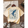 image:imageRoseSeek Girls Letter Animal Graphic Tees Short Sleeve Crewneck T Shirts Oversized Vacation Summer TopsApricot Blue