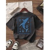 image:imageRoseSeek Girls Letter Animal Graphic Tees Short Sleeve Crewneck T Shirts Oversized Vacation Summer TopsBlack and Blue