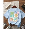 image:imageRoseSeek Girls Letter Animal Graphic Tees Short Sleeve Crewneck T Shirts Oversized Vacation Summer TopsBright Blue