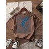 image:imageRoseSeek Girls Letter Animal Graphic Tees Short Sleeve Crewneck T Shirts Oversized Vacation Summer TopsCoffee