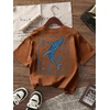image:imageRoseSeek Girls Letter Animal Graphic Tees Short Sleeve Crewneck T Shirts Oversized Vacation Summer TopsCoffee Brown