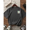 image:imageRoseSeek Girls Letter Animal Graphic Tees Short Sleeve Crewneck T Shirts Oversized Vacation Summer TopsDark Deep Grey