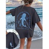 image:imageRoseSeek Girls Letter Animal Graphic Tees Short Sleeve Crewneck T Shirts Oversized Vacation Summer TopsDark Grey