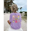 image:imageRoseSeek Girls Letter Animal Graphic Tees Short Sleeve Crewneck T Shirts Oversized Vacation Summer TopsMauve Medium Purple