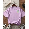 image:imageRoseSeek Girls Letter Animal Graphic Tees Short Sleeve Crewneck T Shirts Oversized Vacation Summer TopsMauve Purple