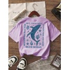 image:imageRoseSeek Girls Letter Animal Graphic Tees Short Sleeve Crewneck T Shirts Oversized Vacation Summer TopsMedium Mauve Purple