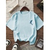 image:imageRoseSeek Girls Letter Animal Graphic Tees Short Sleeve Crewneck T Shirts Oversized Vacation Summer TopsMix Blue
