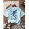 image:imageRoseSeek Girls Letter Animal Graphic Tees Short Sleeve Crewneck T Shirts Oversized Vacation Summer TopsMix Blue