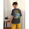 image:imageRoseSeek Girls Letter Animal Graphic Tees Short Sleeve Crewneck T Shirts Oversized Vacation Summer TopsPrint Dark Grey