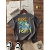 image:imageRoseSeek Girls Letter Animal Graphic Tees Short Sleeve Crewneck T Shirts Oversized Vacation Summer TopsPrint Dark Grey