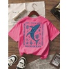 image:imageRoseSeek Girls Letter Animal Graphic Tees Short Sleeve Crewneck T Shirts Oversized Vacation Summer TopsPrint Hot Pink
