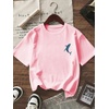 image:imageRoseSeek Girls Letter Animal Graphic Tees Short Sleeve Crewneck T Shirts Oversized Vacation Summer TopsPrint Pink