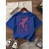 image:imageRoseSeek Girls Letter Animal Graphic Tees Short Sleeve Crewneck T Shirts Oversized Vacation Summer TopsPrint Royal Blue