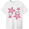 image:imageRoseSeek Girls Letter Animal Graphic Tees Short Sleeve Crewneck T Shirts Oversized Vacation Summer TopsWhite and Pink