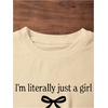 image:imageRoseSeek Girls Letter Bow Graphic Tees Short Sleeve Crewneck Cute Shirts for Teen Girls TrendyBlack Apricot