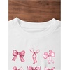 image:imageRoseSeek Girls Letter Bow Graphic Tees Short Sleeve Crewneck Cute Shirts for Teen Girls TrendyBow Print White