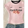 image:imageRoseSeek Girls Number Graphic Tees Camo Print Short Sleeve Casual Summer T ShirtsLight Pink