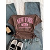 image:imageRoseSeek Girls Off The Shoulder Letter Graphic Tees Short Sleeve Ruched Bowknot T Shirts Cute Crop TopsCoffee Pink