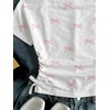 image:imageRoseSeek Girls Off The Shoulder Letter Graphic Tees Short Sleeve Ruched Bowknot T Shirts Cute Crop TopsWhite