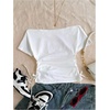 image:imageRoseSeek Girls Off The Shoulder Letter Graphic Tees Short Sleeve Ruched Bowknot T Shirts Cute Crop TopsWhite Letter