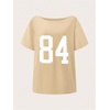 image:imageRoseSeek Girls Off The Shoulder Tops Number Graphic Jersey Shirts Short Sleeve Oversized T Shirts Y2k TopsApricot
