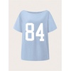 image:imageRoseSeek Girls Off The Shoulder Tops Number Graphic Jersey Shirts Short Sleeve Oversized T Shirts Y2k TopsBlue