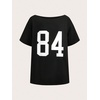 image:imageRoseSeek Girls Off The Shoulder Tops Number Graphic Jersey Shirts Short Sleeve Oversized T Shirts Y2k TopsNumber Black