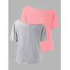 image:imageRoseSeek Girls Off The Shoulder Tops Short Sleeve Cute Summer T Shirts for Teens Girls Y2k Tops TrendyGrey and Pink