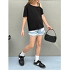 image:imageRoseSeek Girls Off The Shoulder Tops Short Sleeve Loose Summer T Shirt Tops Trendy Cold Shoulder TopsBlack
