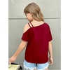 image:imageRoseSeek Girls Off The Shoulder Tops Short Sleeve Loose Summer T Shirt Tops Trendy Cold Shoulder TopsBurgundy
