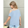 image:imageRoseSeek Girls Off The Shoulder Tops Short Sleeve Loose Summer T Shirt Tops Trendy Cold Shoulder TopsLight Blue