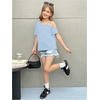 image:imageRoseSeek Girls Off The Shoulder Tops Short Sleeve Loose Summer T Shirt Tops Trendy Cold Shoulder TopsLight Blue