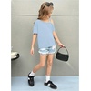 image:imageRoseSeek Girls Off The Shoulder Tops Short Sleeve Loose Summer T Shirt Tops Trendy Cold Shoulder TopsLight Blue
