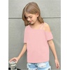 image:imageRoseSeek Girls Off The Shoulder Tops Short Sleeve Loose Summer T Shirt Tops Trendy Cold Shoulder TopsLight Pink