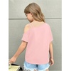 image:imageRoseSeek Girls Off The Shoulder Tops Short Sleeve Loose Summer T Shirt Tops Trendy Cold Shoulder TopsLight Pink
