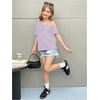 image:imageRoseSeek Girls Off The Shoulder Tops Short Sleeve Loose Summer T Shirt Tops Trendy Cold Shoulder TopsMauve Purple