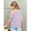 image:imageRoseSeek Girls Off The Shoulder Tops Short Sleeve Loose Summer T Shirt Tops Trendy Cold Shoulder TopsMauve Purple