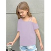 image:imageRoseSeek Girls Off The Shoulder Tops Short Sleeve Loose Summer T Shirt Tops Trendy Cold Shoulder TopsMauve Purple