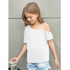 image:imageRoseSeek Girls Off The Shoulder Tops Short Sleeve Loose Summer T Shirt Tops Trendy Cold Shoulder TopsWhite