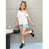 image:imageRoseSeek Girls Off The Shoulder Tops Short Sleeve Loose Summer T Shirt Tops Trendy Cold Shoulder TopsWhite