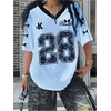 image:imageRoseSeek Girls Oversized Tshirts Number Graphic Jersey Shirts V Neck Short Sleeve Sports Tee Tops StreetwearLight Blue