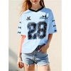 image:imageRoseSeek Girls Oversized Tshirts Number Graphic Jersey Shirts V Neck Short Sleeve Sports Tee Tops StreetwearLight Blue