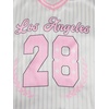 image:imageRoseSeek Girls Oversized Tshirts Number Graphic Jersey Shirts V Neck Short Sleeve Sports Tee Tops StreetwearWhite and Pink
