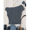 image:imageRoseSeek Girls Polka Dots Off The Shoulder T Shirts Cute Crop Tops Summer TopsStriped Black and White