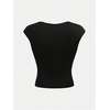 image:imageRoseSeek Girls Ruched Cap Sleeve Tops Sweetheart Neck Slim Fit Cropped T Shirts Cute Summer ClothesBlack